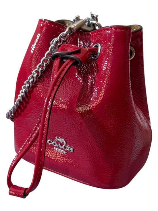 Coach Handbags - Coach Drawstring Wristlet Pouch Bag in Red Patent Leather with Silver, CZ028